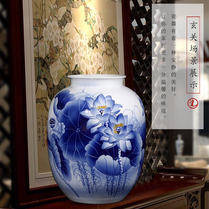 Jingdezhen ceramics hand - made archaize sitting room of large Chinese blue and white porcelain vase furnishing articles home decoration gifts