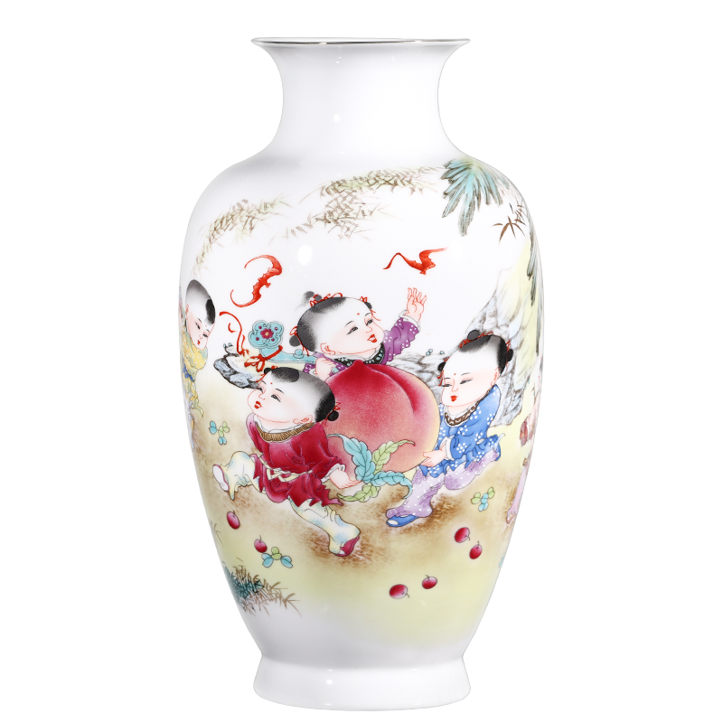 Jingdezhen ceramics vase furnishing articles flower arranging new Chinese style living room live figure gift porcelain home decoration arts and crafts
