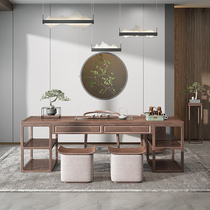 New Chinese tea table and chairs Combined Zen Serve Tea Desk Tea Room Space Tea Museum Modern Brief Solid Wood Furniture Custom