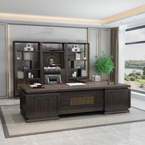 New Chinese Style Boss Table Large Class Desk Desk Chair Composition Solid Wood Atmosphere President Desk Ujin Wood Furniture Custom