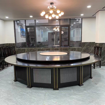 New Chinese-style electric large round table solid wood round multi-person table Club Restaurant hotel 15 people table furniture custom-made