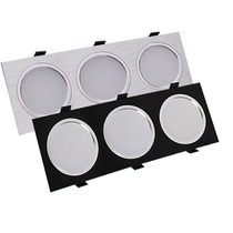 LED three-head downlight Three-color dimming ceiling light Double downlight rectangular bold light Embedded grille light 30*10