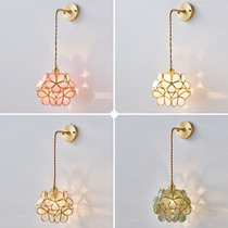 Light luxury Japanese retro glass wall lamp modern background wall lamp ins Nordic simple bedside aisle mirror headlight