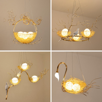 Living room Golden bird nest Dining room lamp Creative personality chandelier Aisle lamp Atmospheric simple household balcony lamp