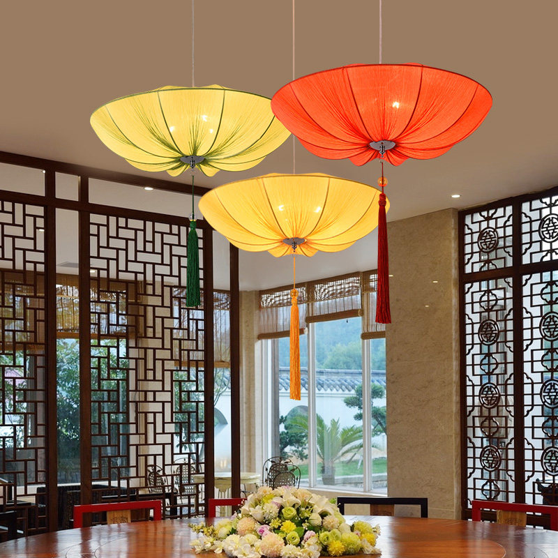 Chinese chandelier flower cloth flying dish antique tea room restaurantRestaurant hot pot shop wedding red lantern lamps