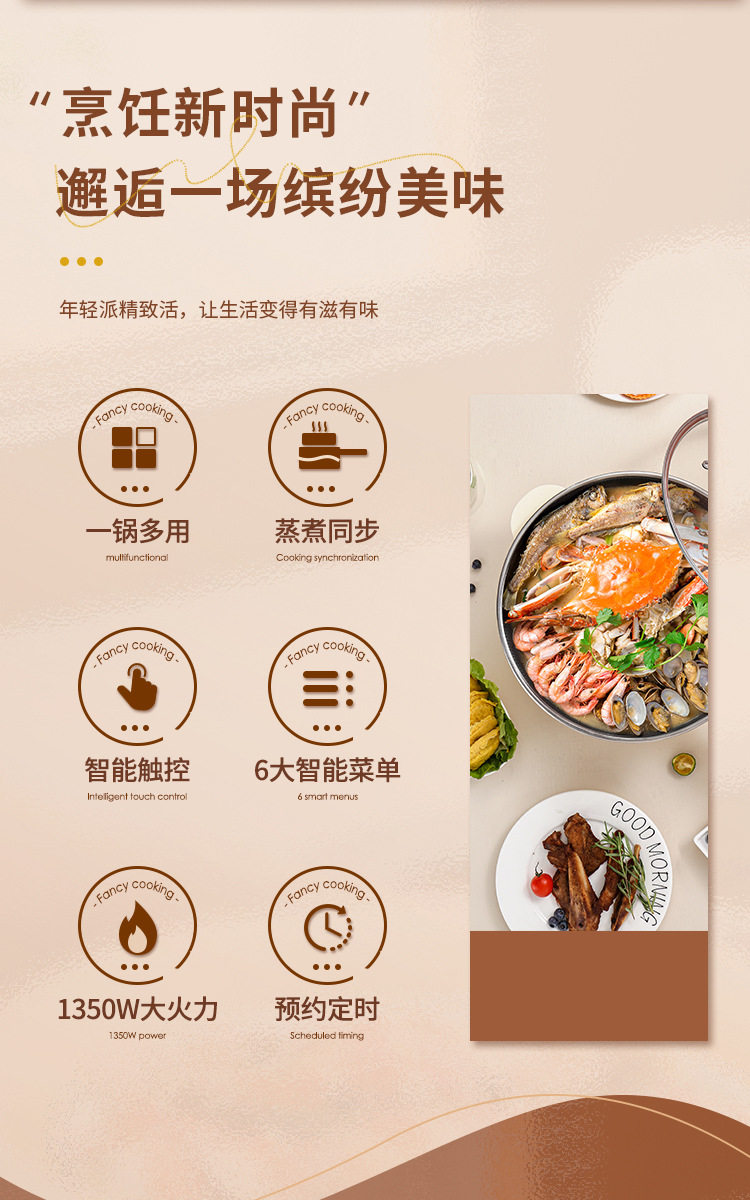 Плиты 电炒锅多功能一体2025新款炒菜蒸煮一体锅电煮锅家用电火锅电饭煲 No brand