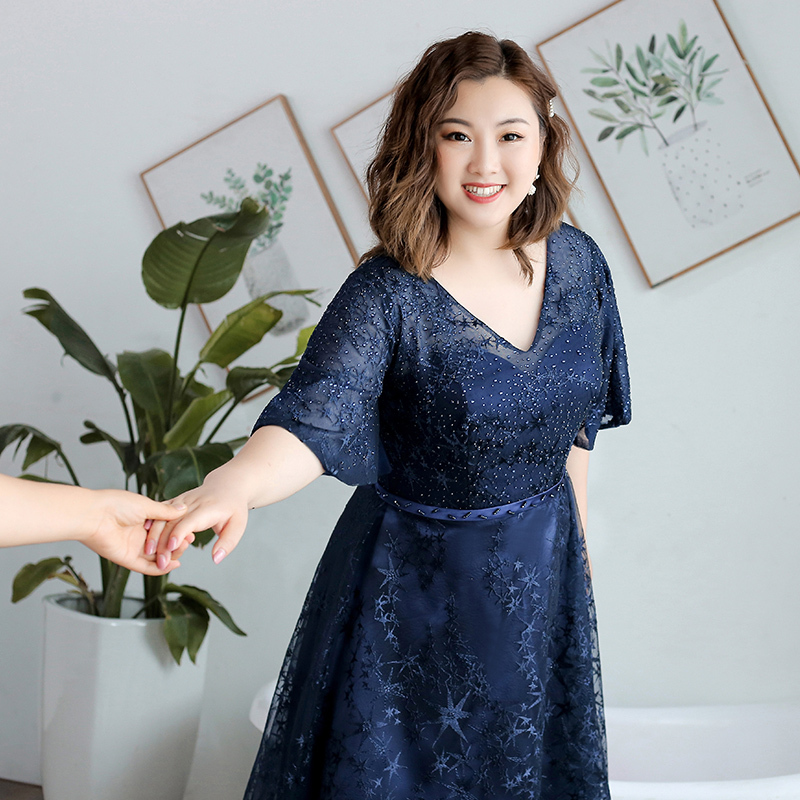 Plus Size Evening Dress for Women, Fat mm (Short for Plus Size), 2023 New Style, Slimming, Mid-Length, Suitable for Banquet Hostess, Party, Extra Large Size 100kg Dress