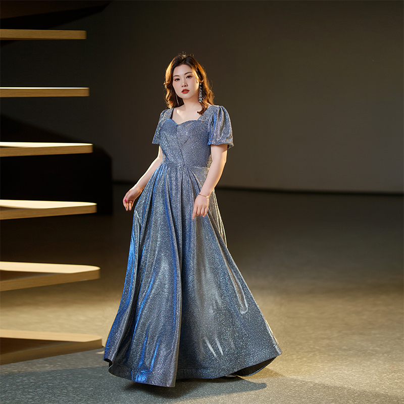 Starry Sky Plus-Size Fat-Shaping Evening Dress for Engagement, Homecoming, Light Luxury Niche Hostess Banquet, Annual Meeting, Spring and Summer Sparkle