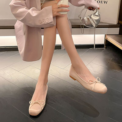Spring 2024 new flat silk satin single shoes for women, low-heeled shallow-mouthed shoes, versatile women's shoes that can be worn on one foot