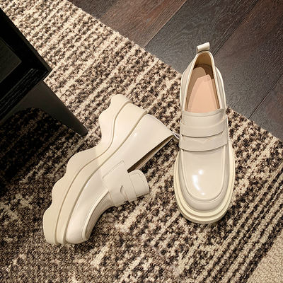 Spring 2024 new thick-soled loafers for women, genuine leather single shoes, versatile shoes for women to wear with one foot