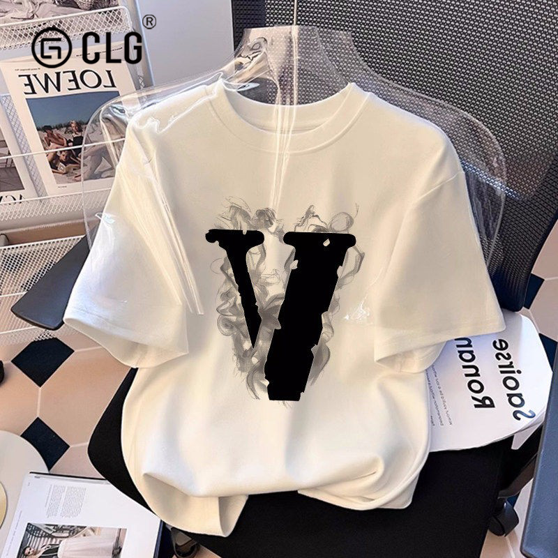 French Clg Trendy Designer Short-Sleeve T-Shirt for Women, White Pure Cotton, New Summer Loose Design, Niche Top
