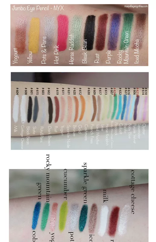 NYX nằm tằm bút mỡ mắt trang điểm cơ bản nổi bật phấn mắt dính nhiều màu không thấm nước không bóng mắt bút - Bóng mắt phấn mắt 3ce chính hãng