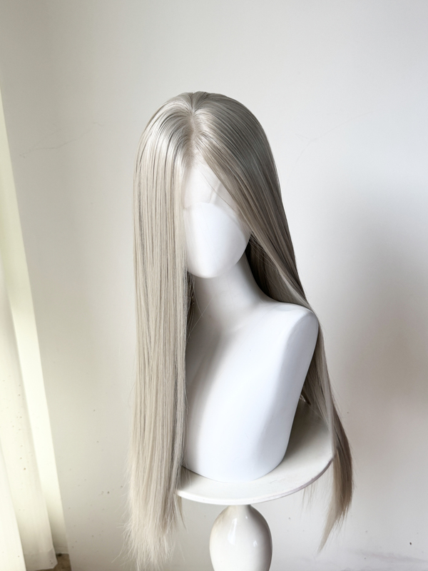 Beige Light Brown Lace Front Wig with Large Lace, High-Temperature Fiber, Realistic Full Head Hand-Crocheted Wig, Luye Grace
