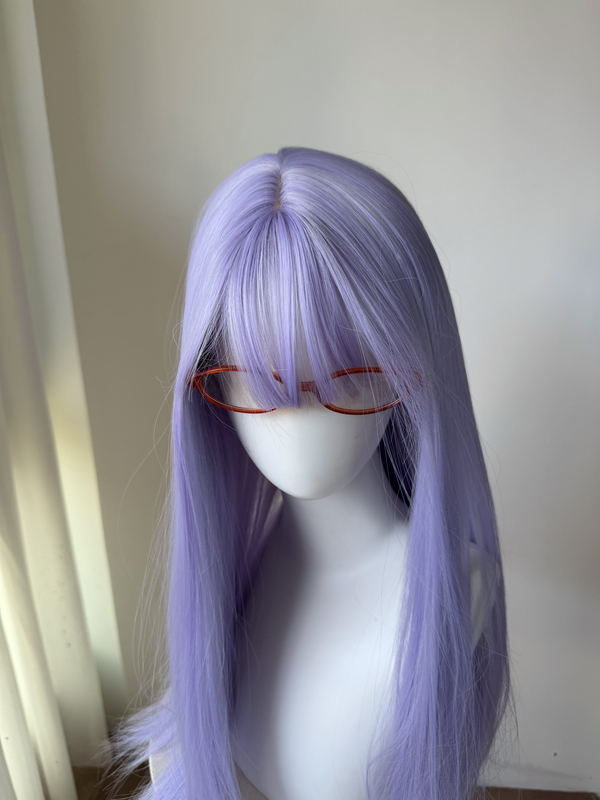 【Platycodon Purple】Yuefei Changpu Cosplay Wig Blue-Purple Mixed Fiber with Bangs Long Straight Hair Full Wig Realistic Scalp