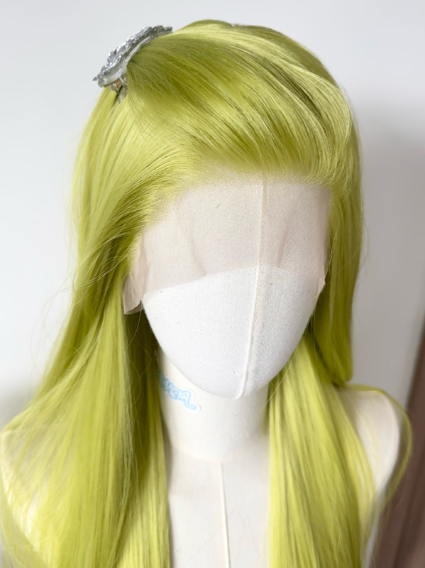 Olive Green Gold Emerald Cosplay Hand-Crocheted Wig Base with Lace Front Matte High-Temperature Fiber Cosplay Wig Base