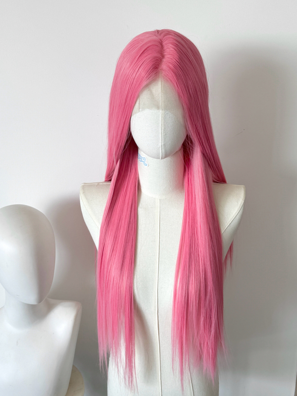 Peach Pink Mizi Meizhi Cosplay Hand-Crocheted Lace Front Wig with Realistic Hairline, Pink Wig Yabi Peach Pink Mizi Meizhi Cosplay Hand-Crocheted Lace Front Wig with Realistic Hairline, Pink Wig Yabi