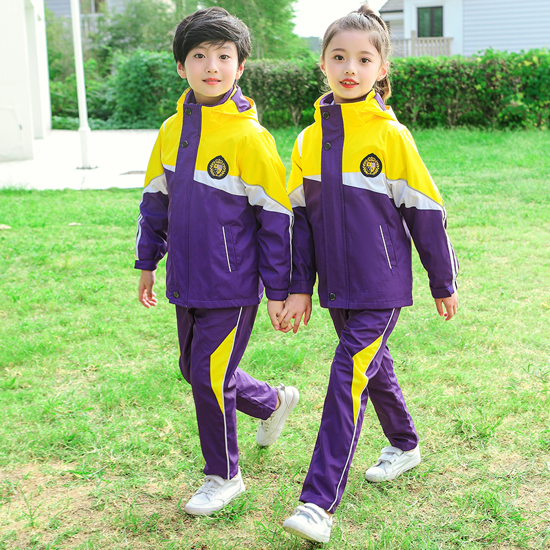 Primary and secondary school students' school uniforms jackets three-piece kindergarten uniforms autumn and winter suits three-in-one plus velvet thick class uniforms