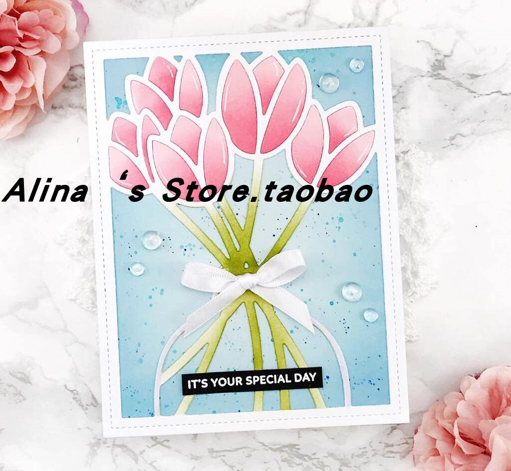 Cutting template DIY die cutting die card album Scrapbook making tool Lotus Flower frame