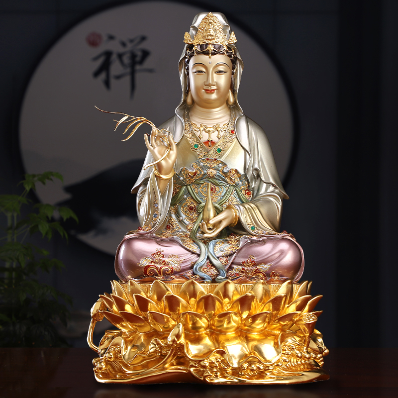 Taiwan Pure Copper View Bodhisattva House with Si Lotus Buddha for Pinching Silk Enamel with Gold and Eye