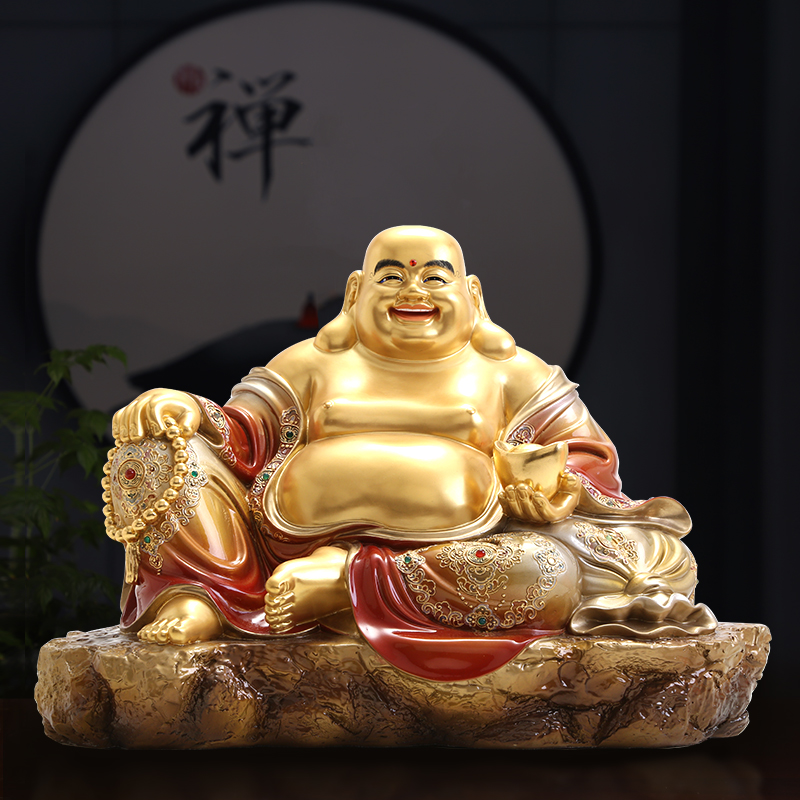Taiwan Pure Copper Belly Miller Buddha Buddha statue copper carving painting shop opens gift-delivery living room modern decorative parts