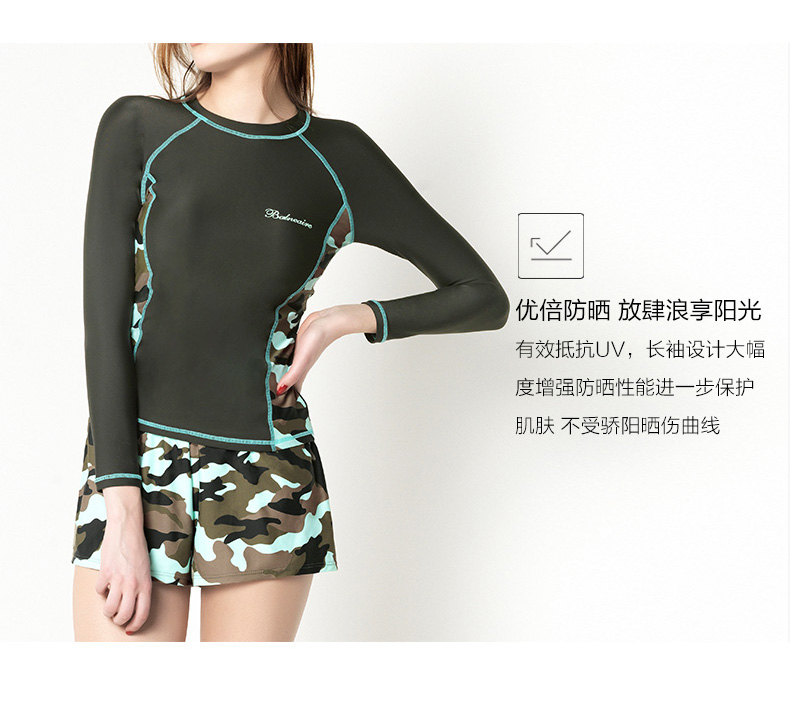 Van Dean 2019 mới chia áo tắm nữ bảo thủ che ngực nhỏ thu thập tay áo dài áo tắm spa mỏng - Bộ đồ bơi hai mảnh bikini 2 mảnh màu đen