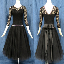 New Sexy Lacy Fluffy Dancing Dress Diamond GB Ballroom Dance Practice Waltz Dress
