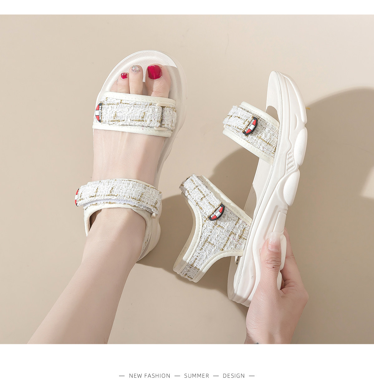 Warrior, обувь, летняя подходит с юбкой на платформе, спортивные сандалии, в стиле Шанель, мягкая подошва warrior / back of 