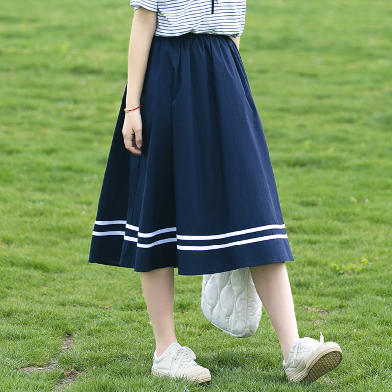 College Style Skirt for High School and Junior High School Students, Summer Wear, High-Waisted, Slimming A-Line, Summer Petite Sailor Style Skirt