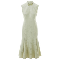 Rheinfleur silk new Chinese style cheongsam fishtail skirt national style 2024 summer new dress waisted and sleeveless