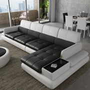 Sofa da Bắc Âu kết hợp sofa da nghệ thuật kích thước căn hộ phòng khách đơn giản hiện đại góc đầu tiên lớp da bò - Ghế sô pha