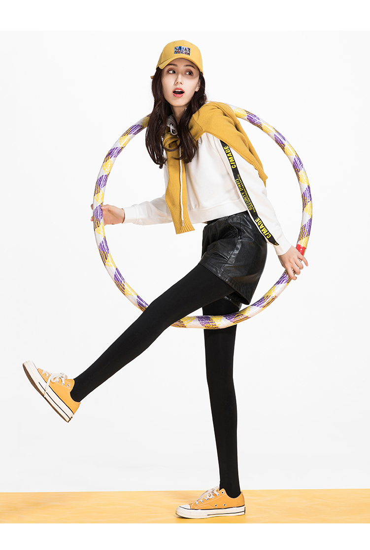 Quần yiyang của phụ nữ quần legging eo cao mùa thu và mùa đông cộng với quần lửng nhung nữ co giãn thậm chí là quần dày áp 1511 quần đũi ống rộng nữ