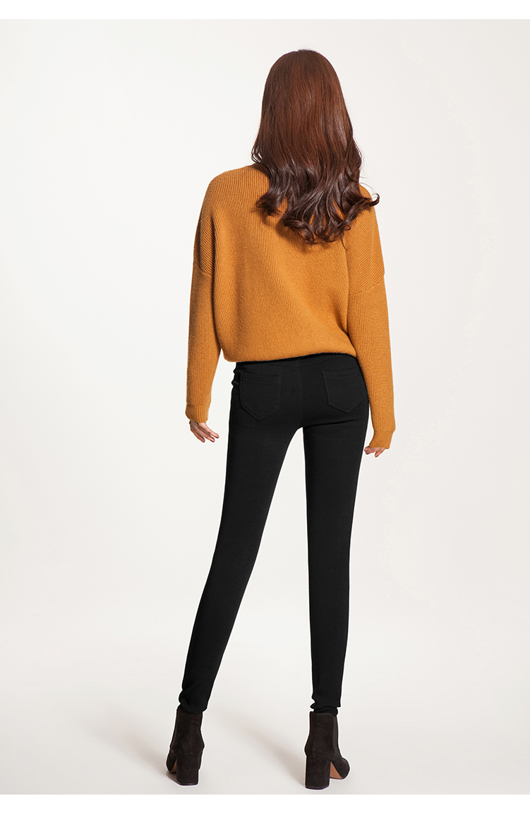 Quần yiyang nữ 2018 mới ấm áp mùa đông cộng với quần legging nhung Phiên bản Hàn Quốc của quần cạp cao khóa nữ chân bút chì 1399 quần áo thời trang nữ