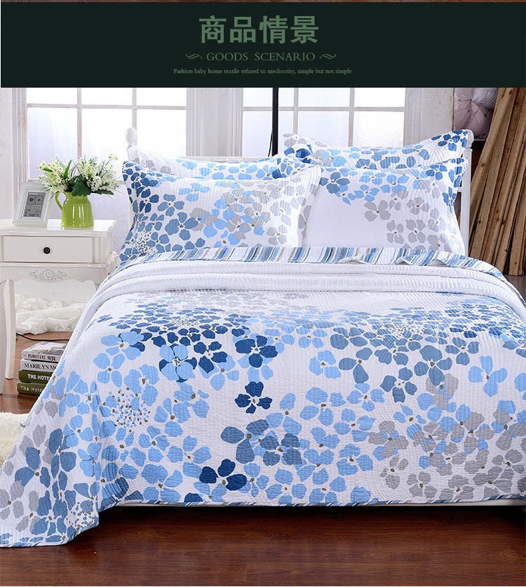 Chăn bông trải giường ba mảnh vải cotton sân vườn mùa hè mát mẻ chăn bông điều hòa ga trải giường