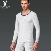 Playboy nam mùa thu và mùa đông mỏng phần cơ bản đồ lót nhiệt thiết lập cổ tròn in Lycra cotton mùa thu quần dài - Phù hợp với nóng lên bộ dài tay nữ trung niên