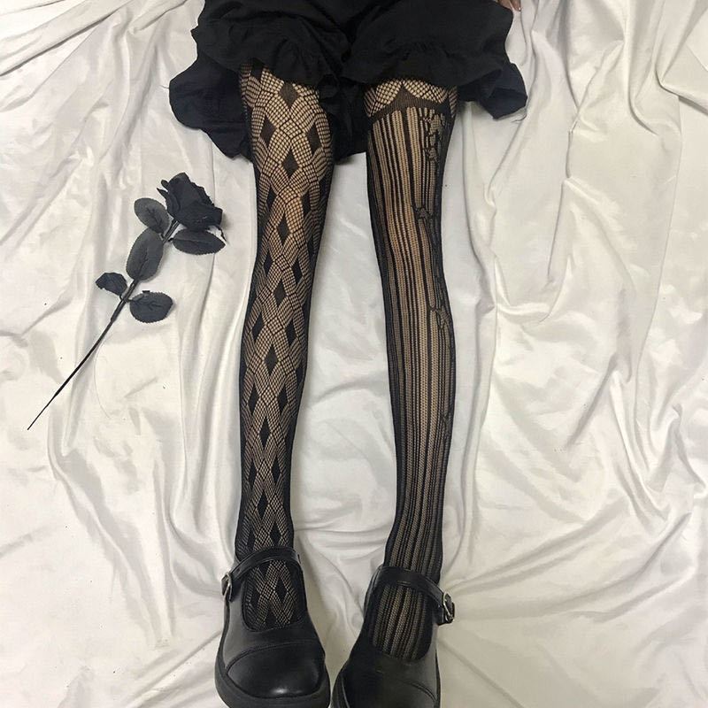 Dark Lolita Diamond Pattern Star Hollow Black Fishnet Stockings Lolita Pantyhose Ultra-Thin Female White Stockings Dark Lolita Diamond Pattern Star Hollow Black Fishnet Stockings Lolita Pantyhose Ultra-Thin Female White Stockings