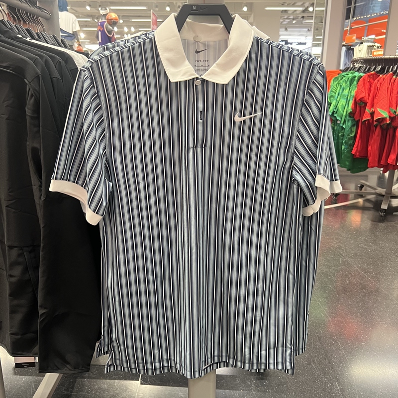 Nike/Nike Genuine Dri-Fit Men's Sports Lapel Striped Breathable Casual Polo Shirt Hm5644-440 Nike/Nike Genuine Dri-Fit Men's Sports Lapel Striped Breathable Casual Polo Shirt Hm5644-440