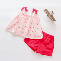 Baby girl summer vest suit 2 baby 2021 new 1-and-a-half-year-old girl seaside holiday clothes beach foreign style