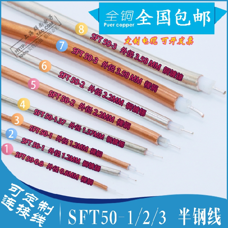SFT 50-0.8 1 1.37 2 3.086 141 Semi-steel wire Half-steel cable Copper line 50 ohms
