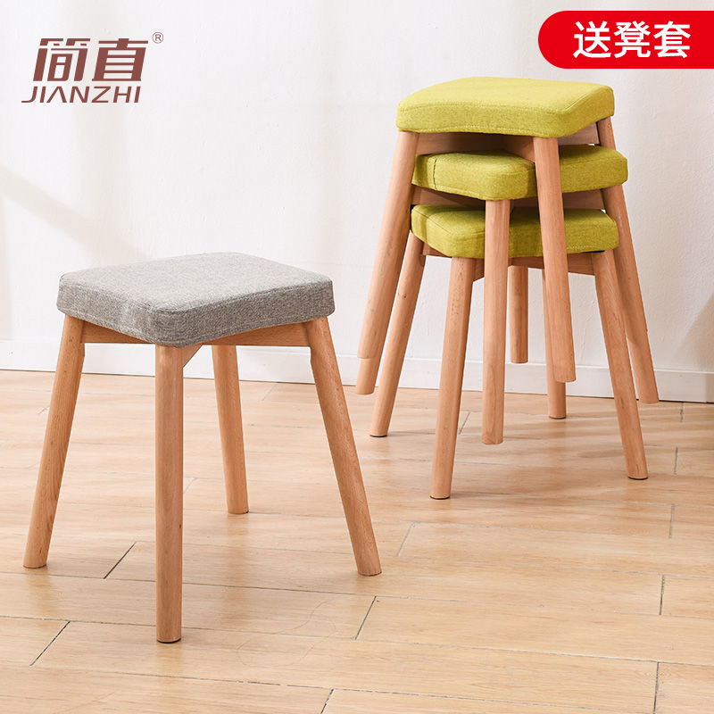 Household small stool solid wooden bench red bench living room short bench creative bench cloth sofa bench wooden bench wooden