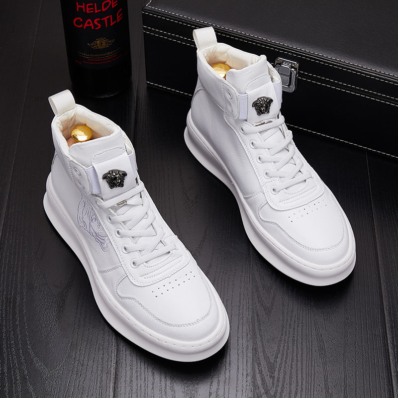 Tide Cards New Breathable 100 Hitch High Cylinder Board Shoes Embroidered Korean Version Trendy Small White Shoes Men's Thick Bottom Interior Heightening Casual Shoes