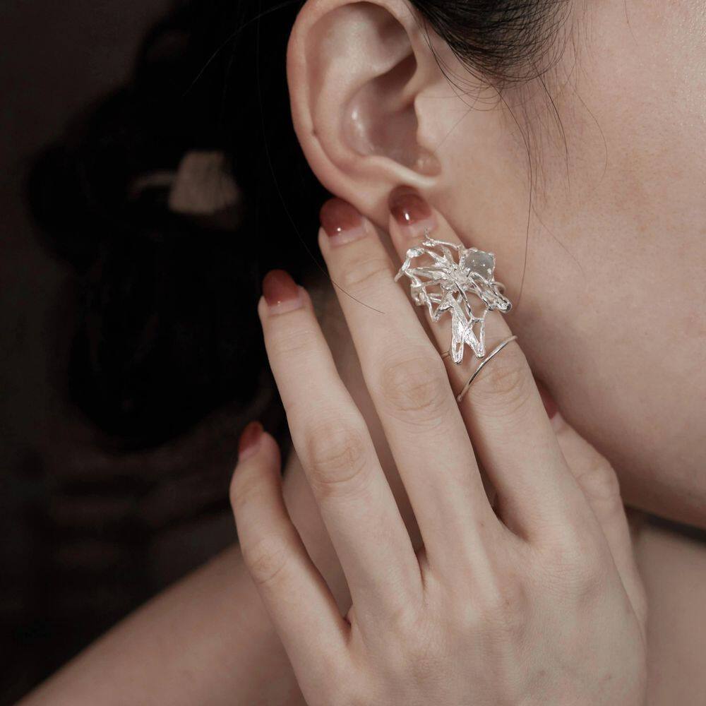 Original design, unique spider web opening, women's ring gift - X