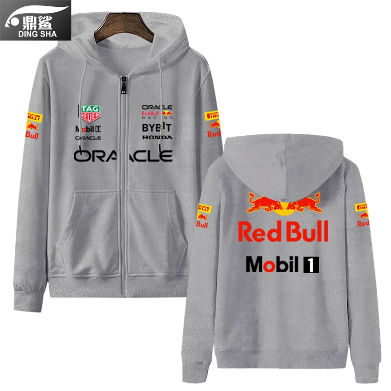 Красная форма команды Формулы-1 команды Verstappen, та же машина, фан-карта cardigan толстой хлопок мужской и женский куртка с молнией и капюшоном