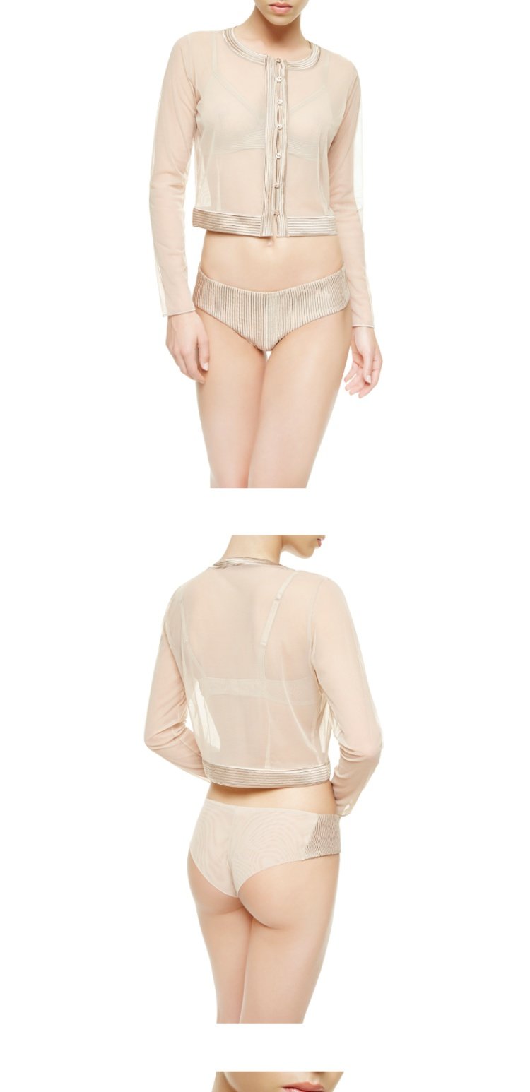Bộ sưu tập La Perla Ms Tulle Nervures Silk Silk Satin Short Pyjama Áo sơ mi phối cảnh gợi cảm đồ pijama nam