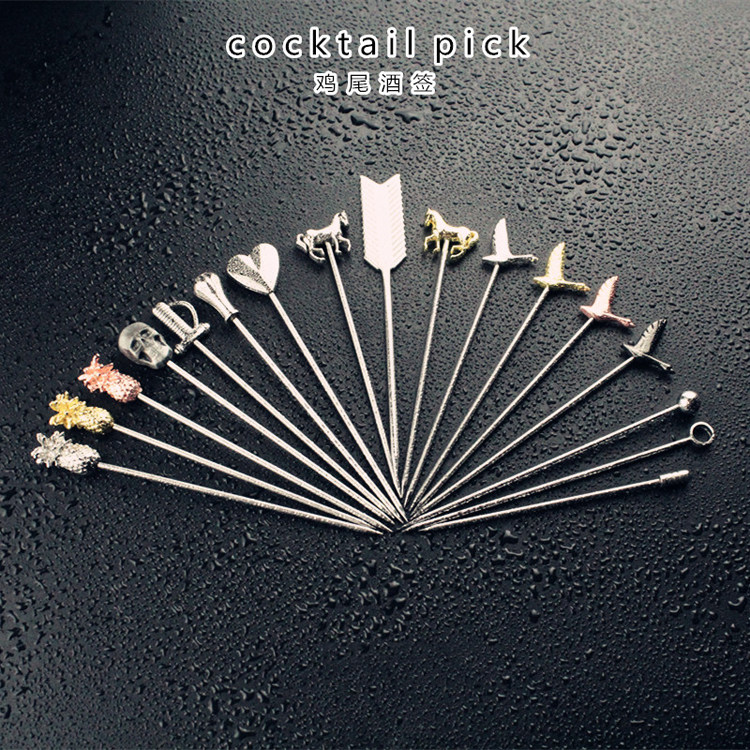 304 Stainless Steel Fruit Needle Fruit Fork Cocktail Wine Fruit Sign Bar Food Grade Fruit Inserts Mattinipin