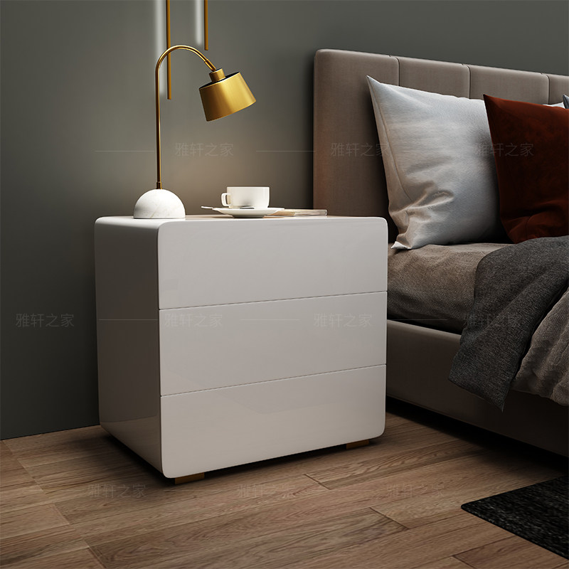 Simply modern bedside bedroom 3-struggle bedside cabinet fashionable white piano roasting and complete locker container