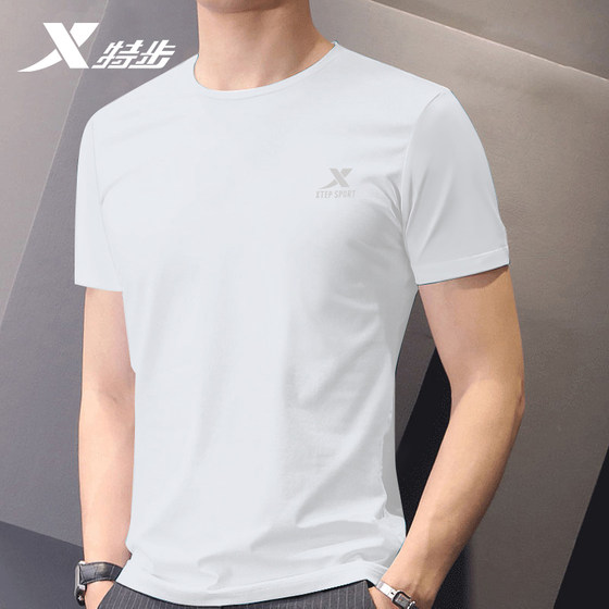 特步圆领短袖t恤男夏季新款官网正品冰丝速干宽松休闲运动上衣男