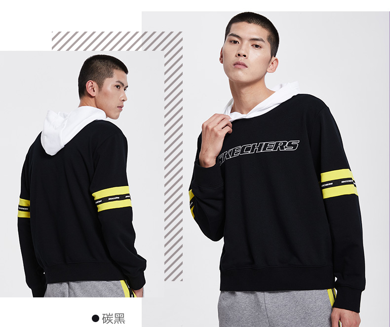 Skechers nam mới đan áo thun áo len thời trang áo thun giản dị SEAMF18B354 - Thể thao lông cừu / jumper áo hoodie nam chính hàng