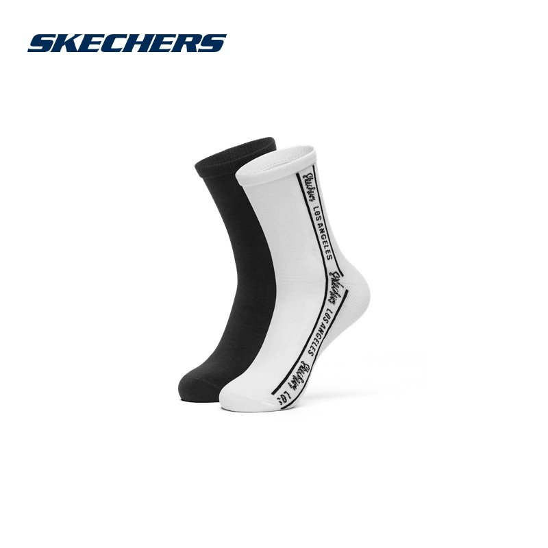 Skechers Thư Skechi LOGO vớ thể thao thông thường hai đôi vớ ống vớ cotton nam L120M085 - Vớ thể thao