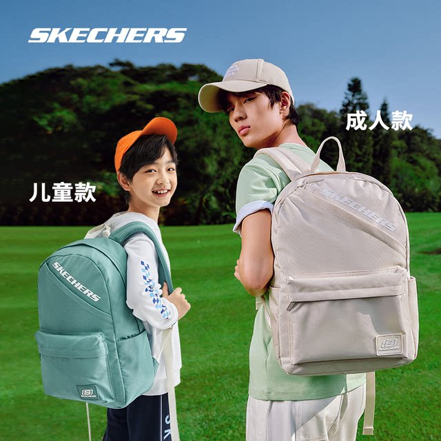 Skechers Skechers ກະເປົ໋າຄອມພິວເຕີແບບງ່າຍດາຍ backpack classic lightweight ສະດວກສະບາຍ backpack ນັກສຶກສາວິທະຍາໄລຖົງໂຮງຮຽນສີແດງ