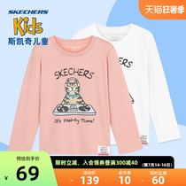 Skechers Skechers Girls Cute printed childlike round neck comfortable all-match long sleeve T-shirt L320G138